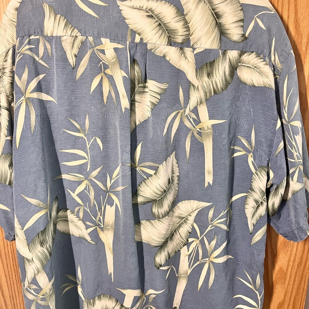 Tommy Bahama Blue and Green Leaf Print Shirt - Picture 3 of 4